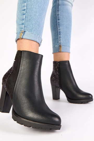 Schwarze Stiefeletten auf Absatz mit glänzendem Absatz Ambre 2