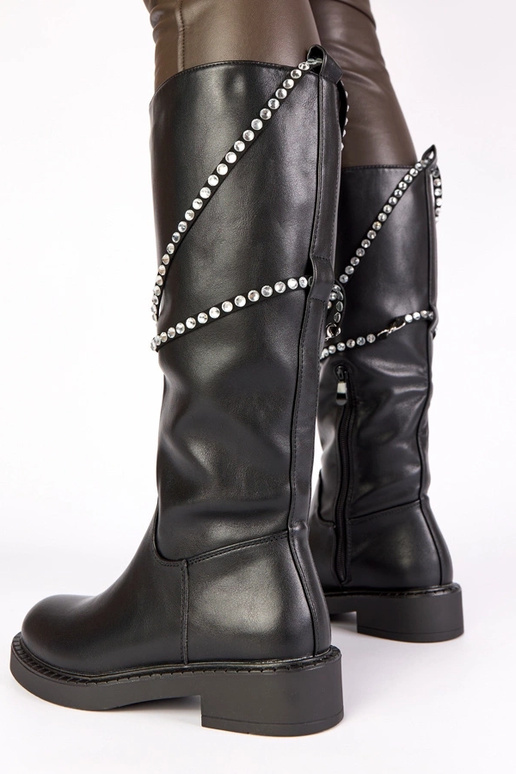 Schwarze Stiefel mit Steinchen...