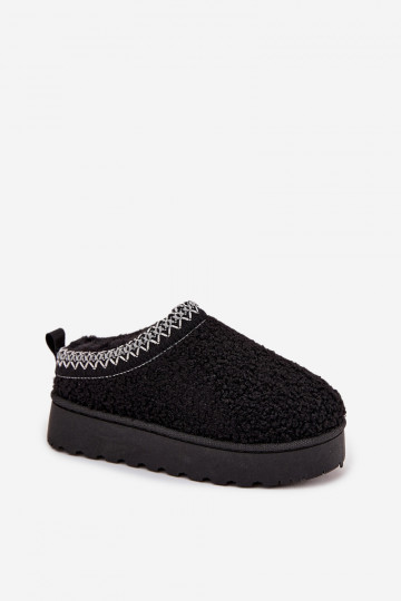 Kinder Schneestiefel für Jugendliche mit Fell Baranek in Schwarz Selathiel