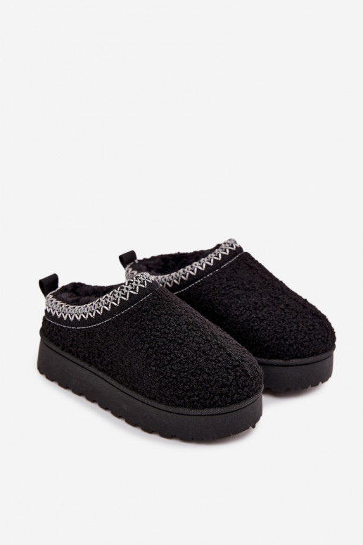 Kinder Schneestiefel für Jugendliche mit Fell Baranek in Schwarz Selathiel