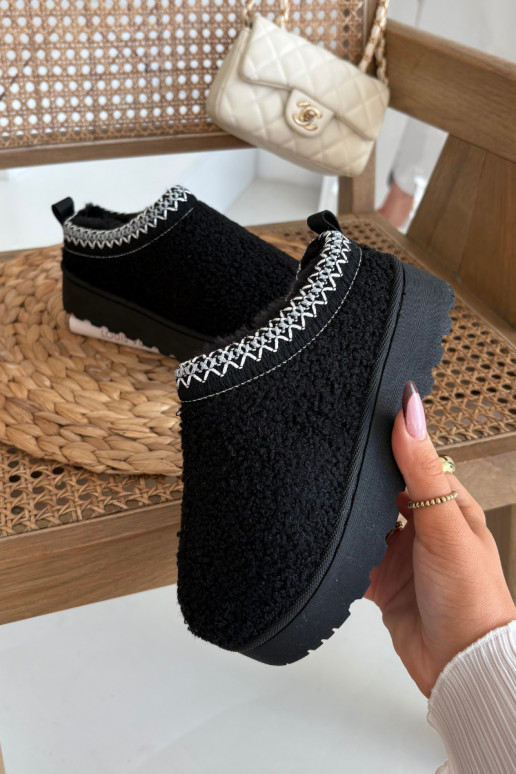 Kinder Schneestiefel für Jugendliche mit Fell Baranek in Schwarz Selathiel