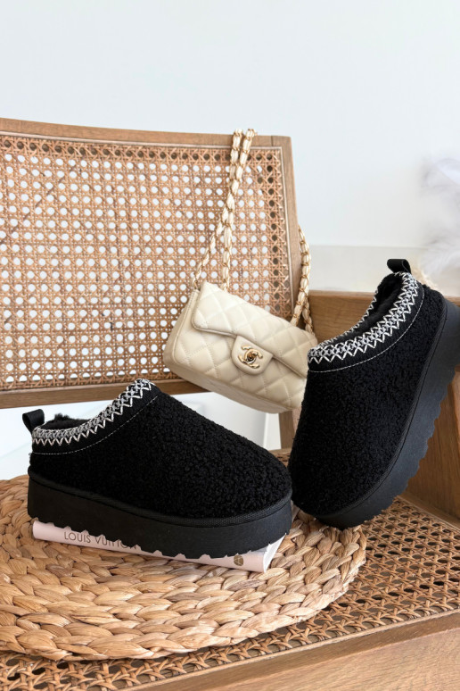 Kinder Schneestiefel für Jugendliche mit Fell Baranek in Schwarz Selathiel