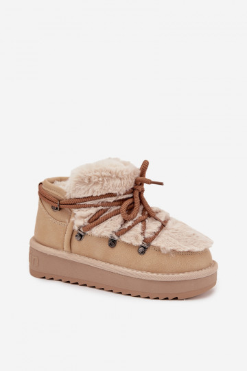 Sandfarbene Kinder-Schneestiefel mit Fell D.Franklin DFSH370011