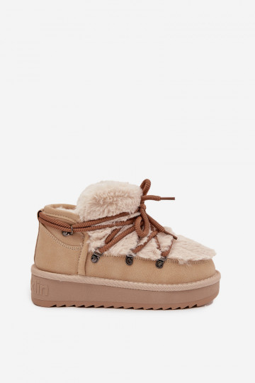Sandfarbene Kinder-Schneestiefel mit Fell D.Franklin DFSH370011 2