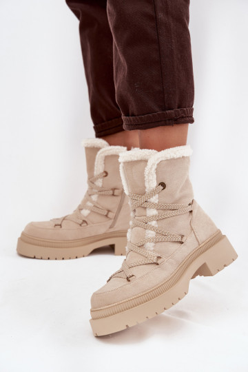 Damen gefütterte Schneestiefel, sandfarben, Irmara 2