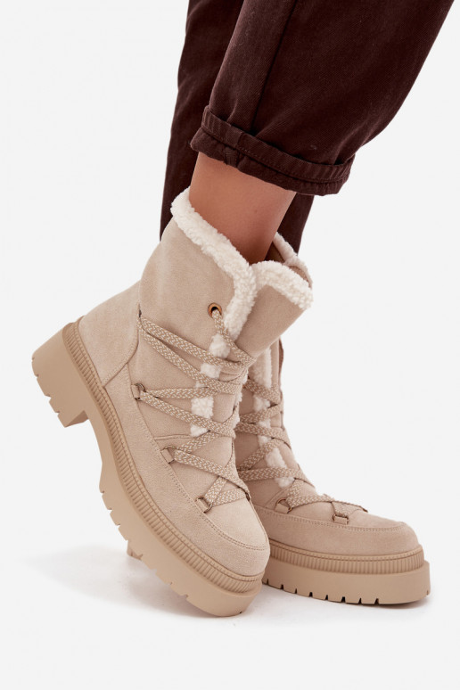 Damen gefütterte Schneestiefel, sandfarben, Irmara