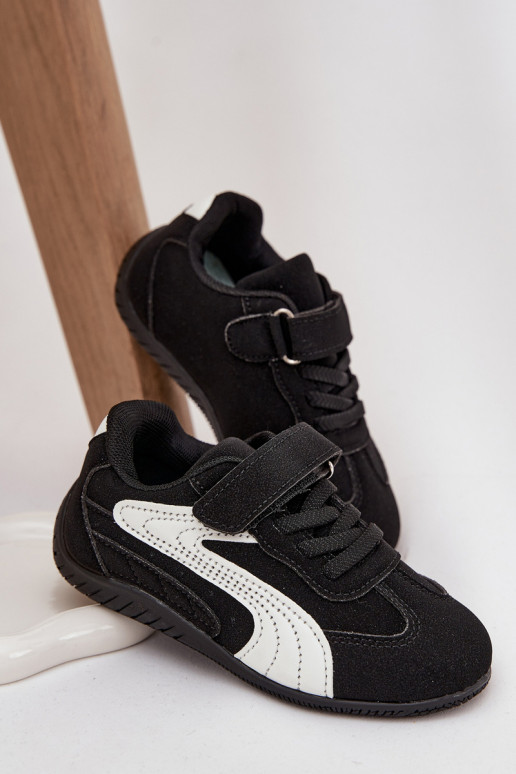 Kindersneaker mit Klettverschluss in Schwarz und Weiß Perrin