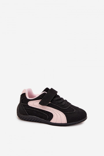 Kindersneaker mit Klettverschluss in Schwarz und Rosa Perrin