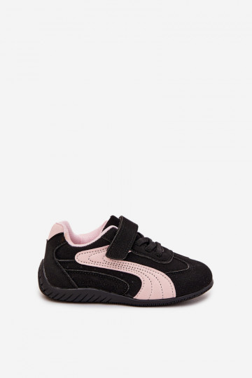 Kindersneaker mit Klettverschluss in Schwarz und Rosa Perrin 2
