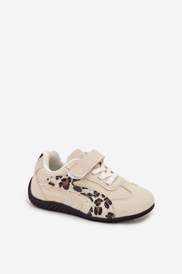 Kindersneaker mit Klettverschluss in Sandfarbe mit Mustern Perrin 2