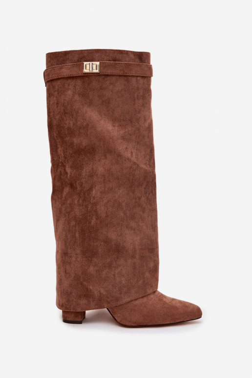 Stiefel aus Öko-INildlederoZue Obcas Słupek Zum Schloss sich Zuarm laufen INyZuinięta CholeZuka Beige Evyra