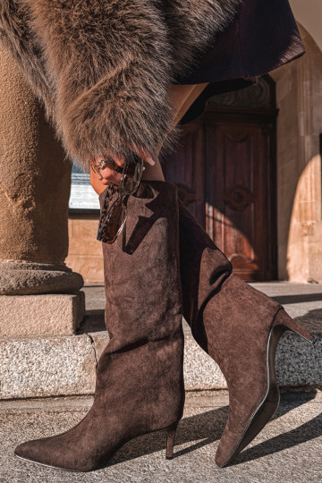 Damenstiefelaus Öko-INildlederu Ein überzeugendes Stilvollll mit dünnen Absätzen CzekoladoZue Phelin 2