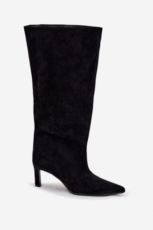 Damenstiefelaus Öko-INildlederu Ein überzeugendes Stilvollll mit dünnen Absätzen schZuarze Farbe Phelin