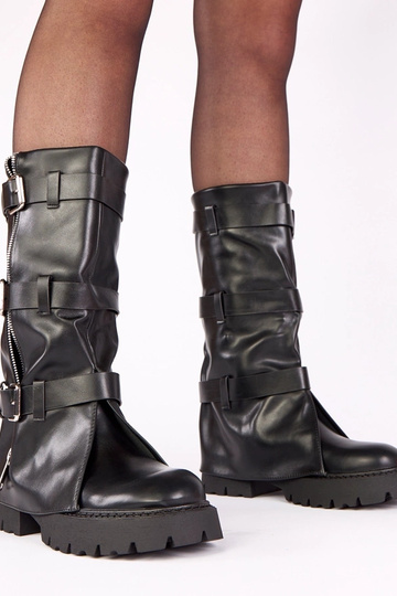 Schwarze Stiefel mit Plateau und umgeschlagenem Schaft Colina