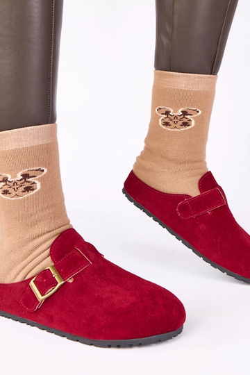 Bordeauxfarbene Stiefeletten mit dekorativem Schnalle Atoria 2