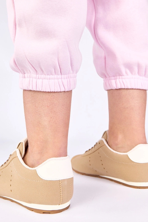 Sandfarbene Sneakers mit weißem...