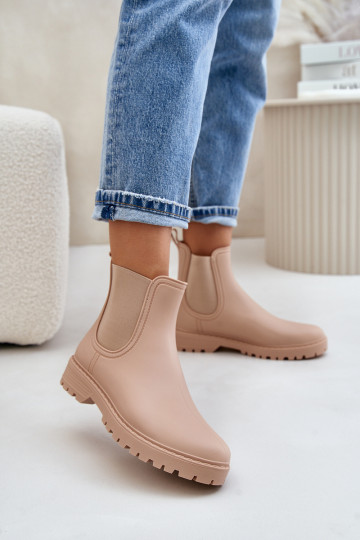 Gummistiefel FemininElastycznymi INstaZukami Beige Ciariel