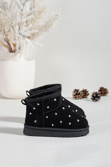 Kinder-Schneestiefel mit Herzen in schwarz Gracina