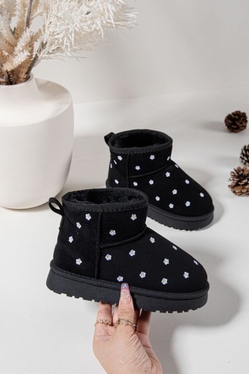 Kinder-Schneestiefel mit Blumenmotiven in schwarz Gracina 2