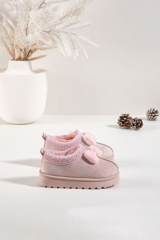 Kinder-Schneestiefel mit Stickerei und Schleife in rosa Daven