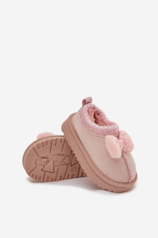 Kinder-Schneestiefel mit Stickerei und Schleife in rosa Daven