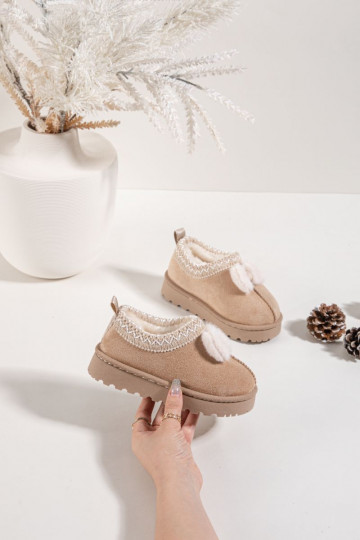 Kinder-Schneestiefel mit Stickerei und Schleife in sandfarben Daven 2