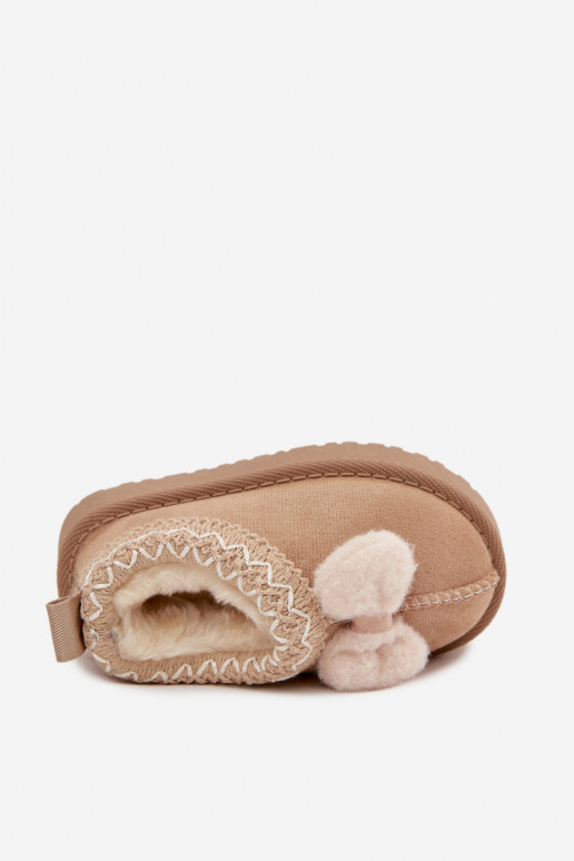 Kinder-Schneestiefel mit Stickerei und Schleife in sandfarben Daven