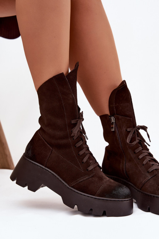 Arbeitsstiefeletten FemininErmöglichtturalnego aus INildlederu Zazoo 976 CzekoladoZue