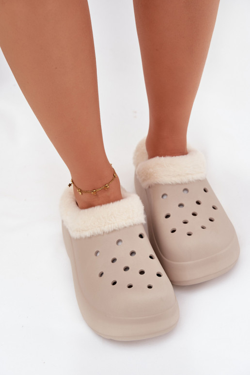 Leichte Hausschuhe Damenhausschuhe sich Zuarm laufen mit Fell innen Khaki-Farbe Palvine