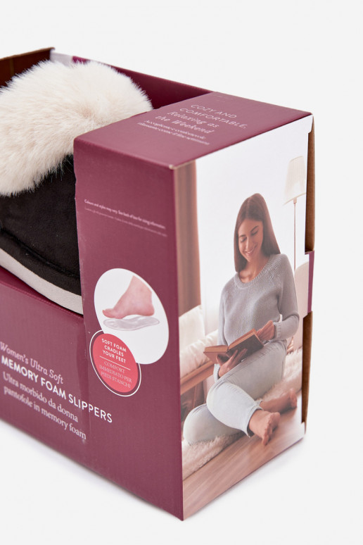 Hausschuhe Feminin mit Pelzmantel schZuarze Farbe Zanelia