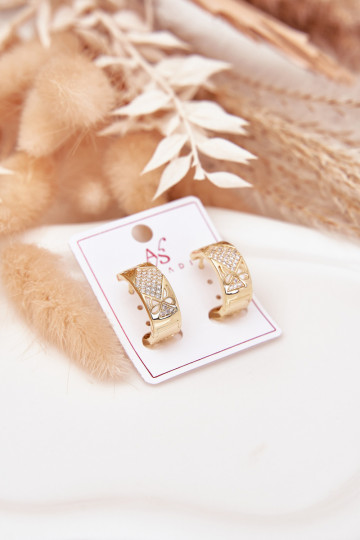 Damen Schmuck aus chirurgischem Stahl mit stilvollen Details und funkelnden Steinen, goldfarben 2