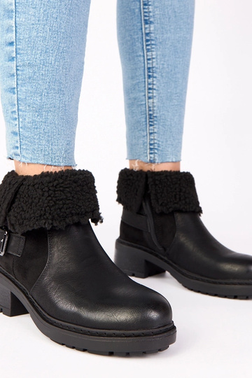 Schwarze Stiefeletten mit abklappbarem Schaft „Olga"