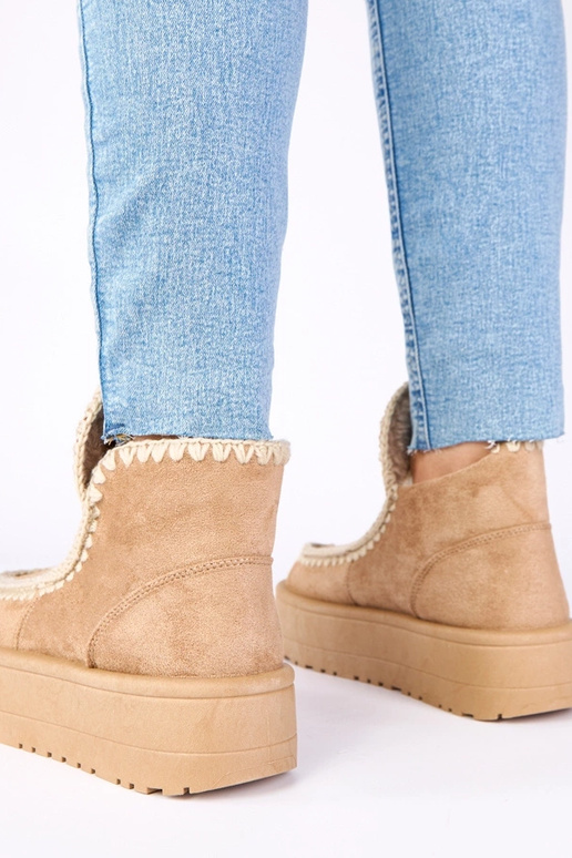 Dunkelbeige Schneestiefel auf...