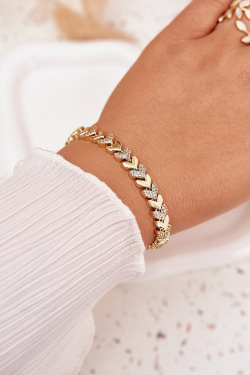 Ein Armband Feminin Herzen mit blitzenden Augen goldene Farbe