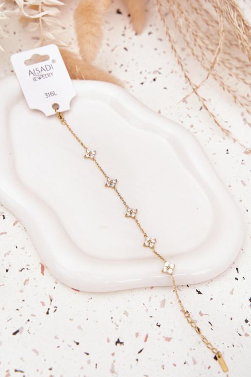 Ein Armbandmit floralen Motivenuszkami Stal Chirurgiczna goldene Farbe