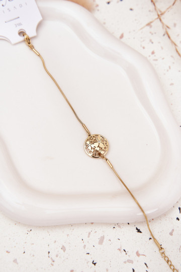 Ein Armband Feminin Mit Anhänger Kółkomit floralen Motivenuszkami goldene Farbe 2