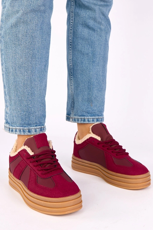 Bordeauxfarbene Sport-Schuhe mit...