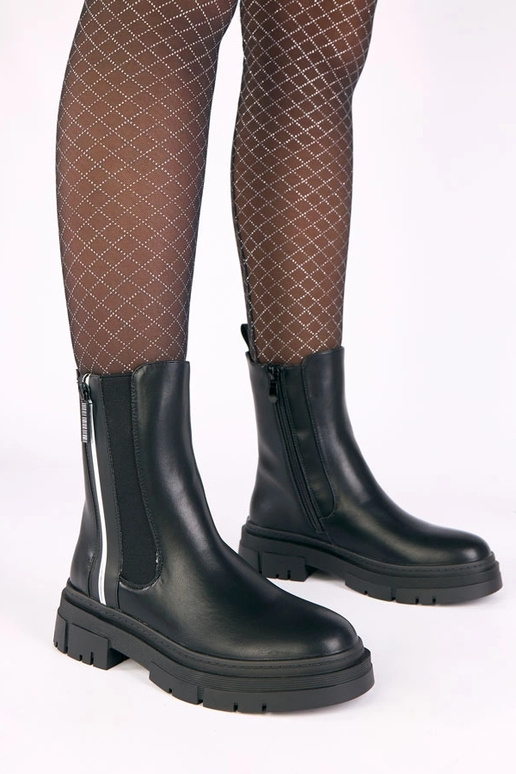 Luisa schwarze Plateaustiefel mit...