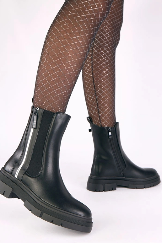 Luisa schwarze Plateaustiefel mit...