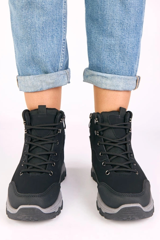 Briana schwarze Plateau-Boots