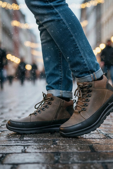 Paul graue Herren-Boots mit warmem Futter auf Plateau