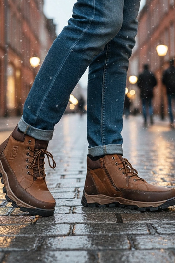 Elias braune Herren-Boots mit warmem Futter