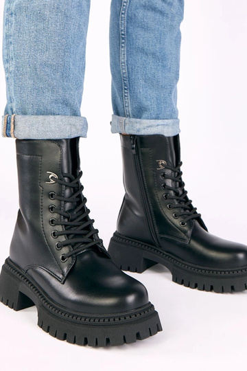 Kalle schwarze klassische Plateau-Stiefel