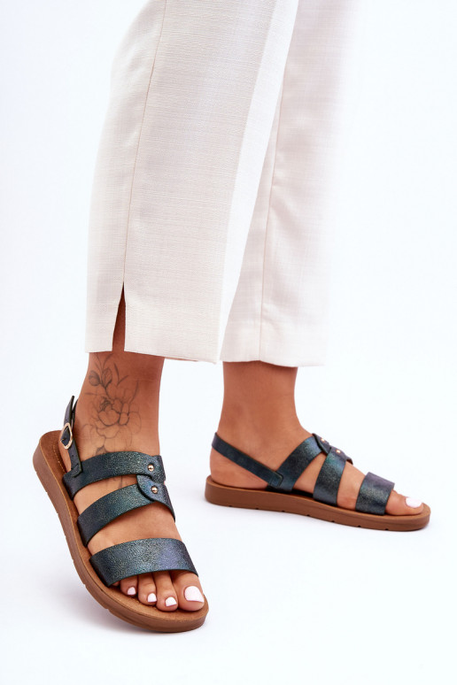 mit Glanz Damensandalen Khaki-Farbe-Farbe Catalia