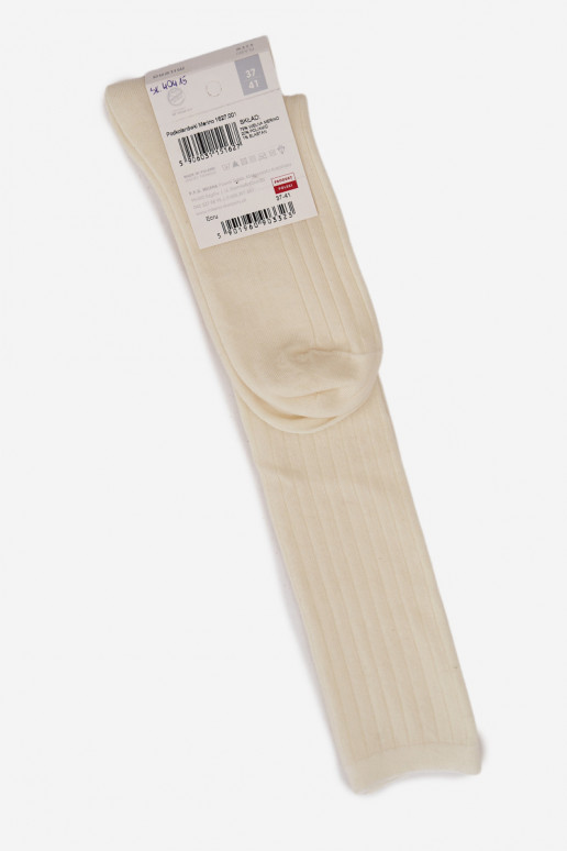 Lange Merinowollsocken in Elfenbeinfarbe