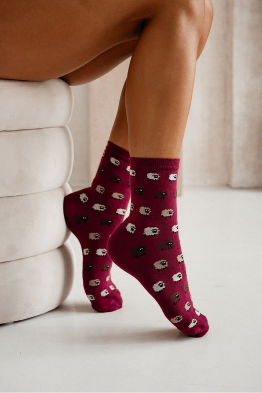 Socken Feminin Schaf Burgund