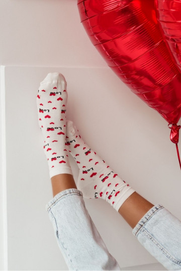 Socken Feminin Love elfenbeinfarbe