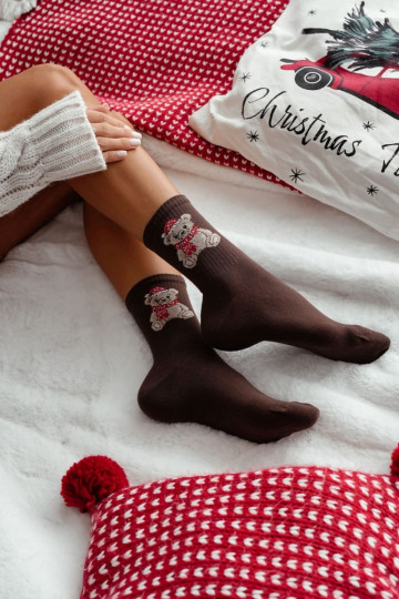 Socken Feminin INeihnachten Teddybären Im Cover INeihnachtsmanna CzekoladoZue