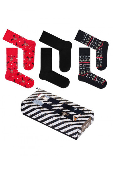 Weihnachtliches Herrenstrumpfset in der Box, 3 Paar 2