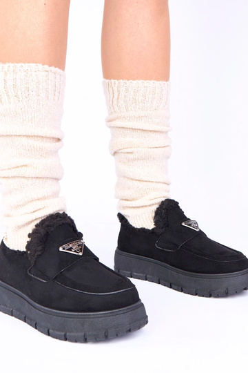 Schwarze Plateauschuhe mit...